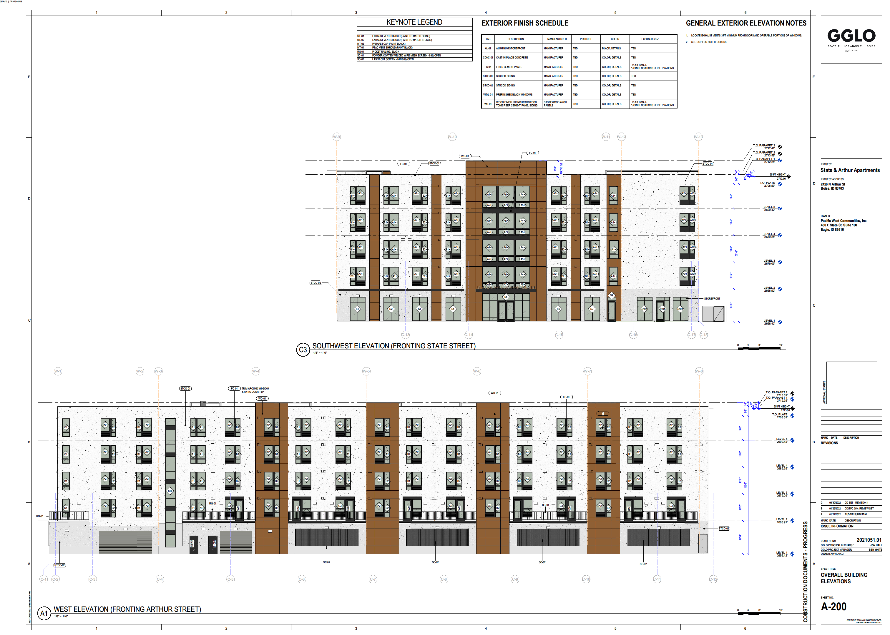 Elevations Along State St and Arthur Street